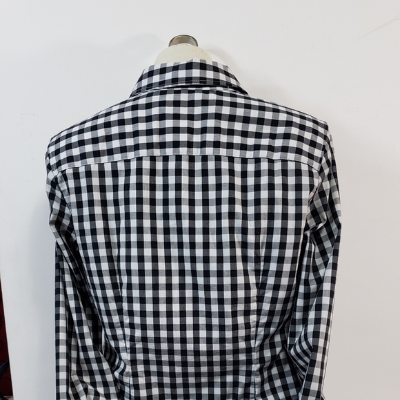 Banana Republic Black & White Plaid Fitted Blouse - Picture 7 of 7